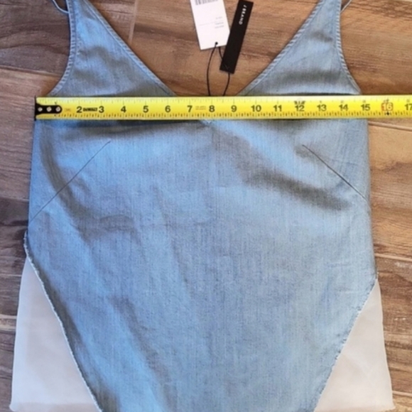 J Brand Chambray Denim Front Sheer Back Wishful Camisole Tank Top, XS - Picture 6 of 11